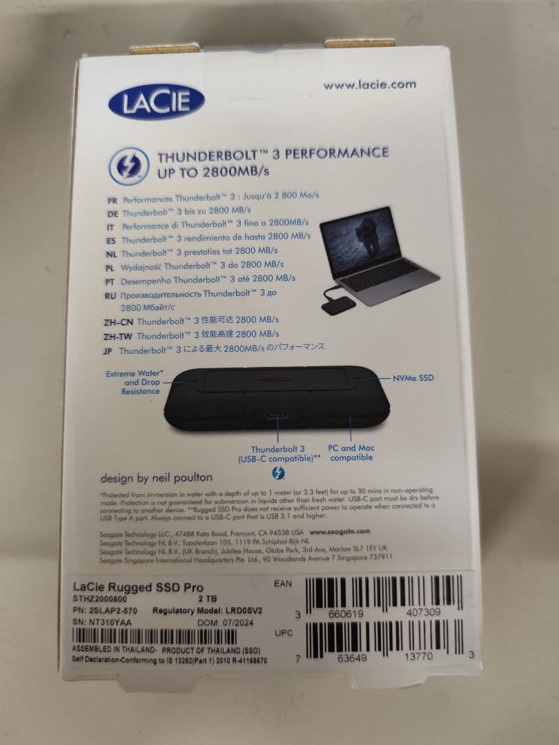 LaCie ポータブルSSD 2TB　STHZ2000800