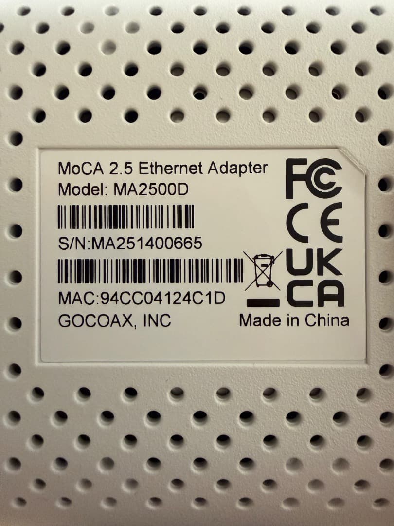 ルーター・ネットワーク機器 goCoax MoCA 2.5 Ethernet Adapter MA2500D