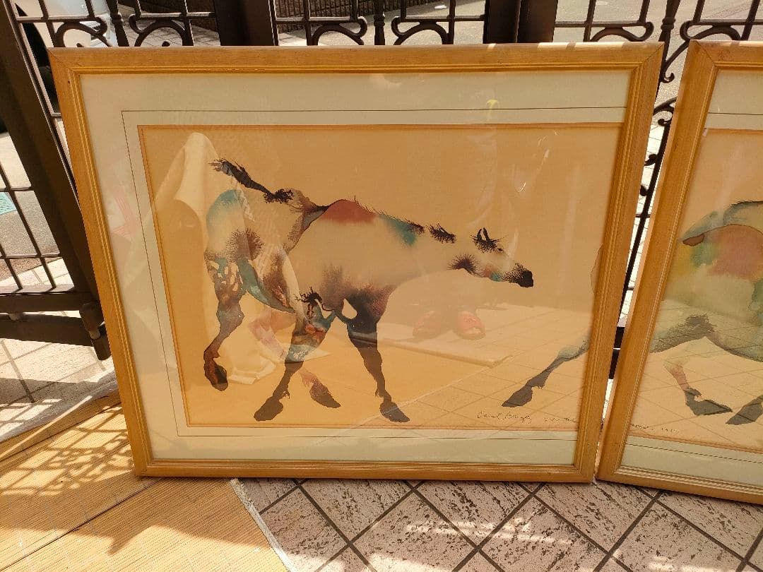 水墨画　Carol Grigg キャロルグリッグ　PAINTED　PONY　額縁