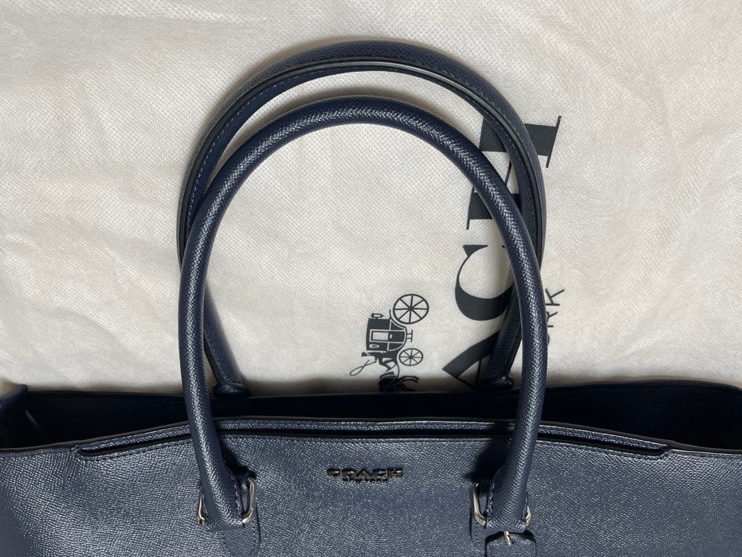 美品◎COACH ベケット オールレザー トートバッグ 本革 ネイビー