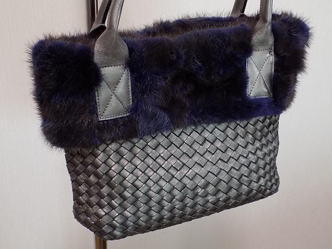 FALORNI ミンクファー付きハンドバッグ　イタリア製　数回使用