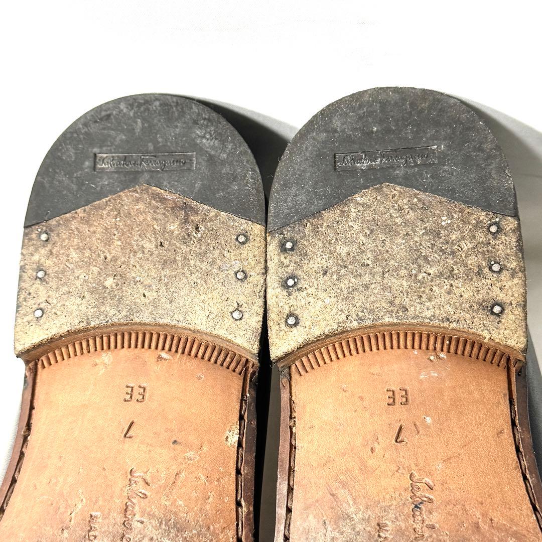 サルヴァトーレフェラガモ ガンチーニ ビットローファー 革靴 7EE 黒 男女