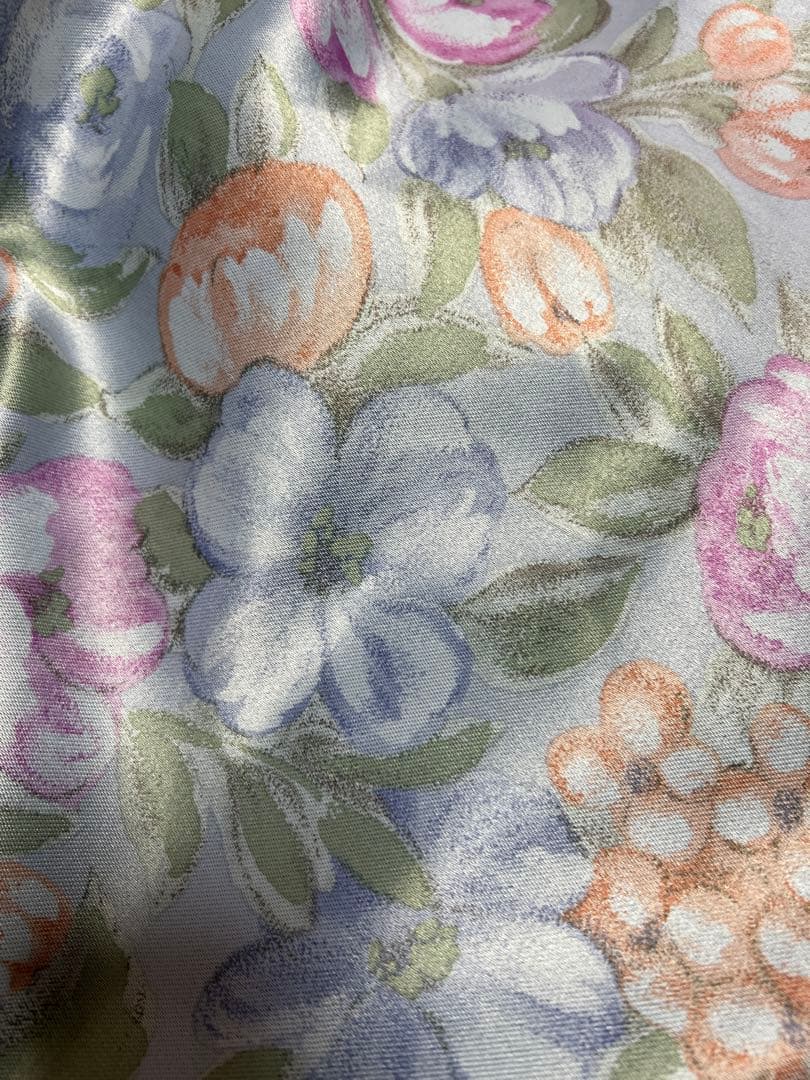 花柄 光沢カーテン