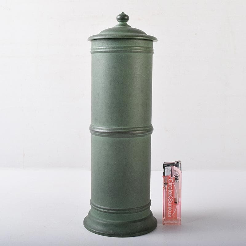 高岡銅器　鋳物師　大野芳光作　唐銅　経筒花入　共箱　M　R8710