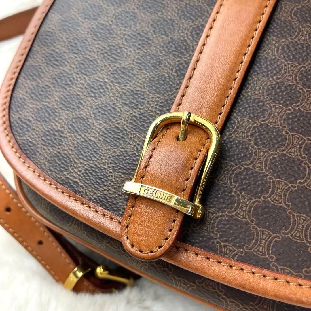 美品　セリーヌ　CELINE マカダム　ブラウン　ショルダーバッグ　レザー