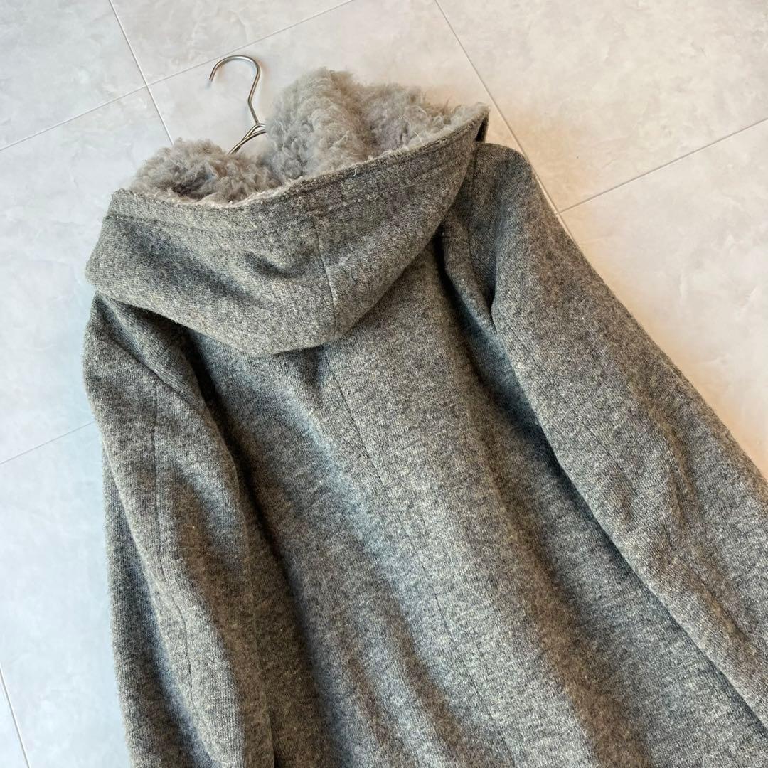 pas de calais 美品 ウールフードコート グレー 38