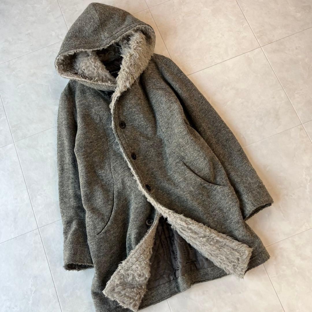 pas de calais 美品 ウールフードコート グレー 38