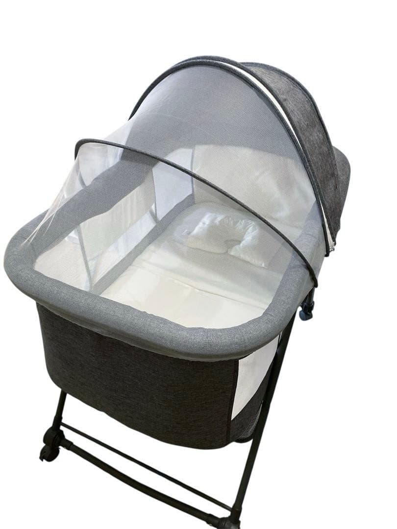 【ほぼ未使用】ベビーベッド 折りたたみ キャスター付き ゆりかご