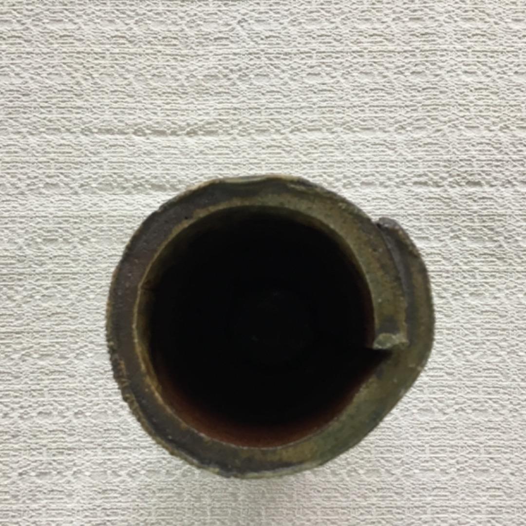 益子焼　三宅洋司　布目技法葡萄紋花入れ