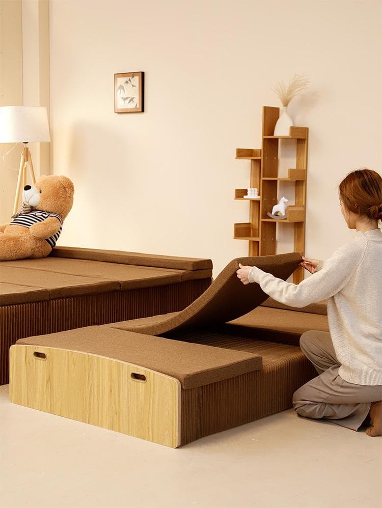 ペーパー折りたたみベッド幅120㎝高さ23㎝組立不要マットレス付き 一人暮らし