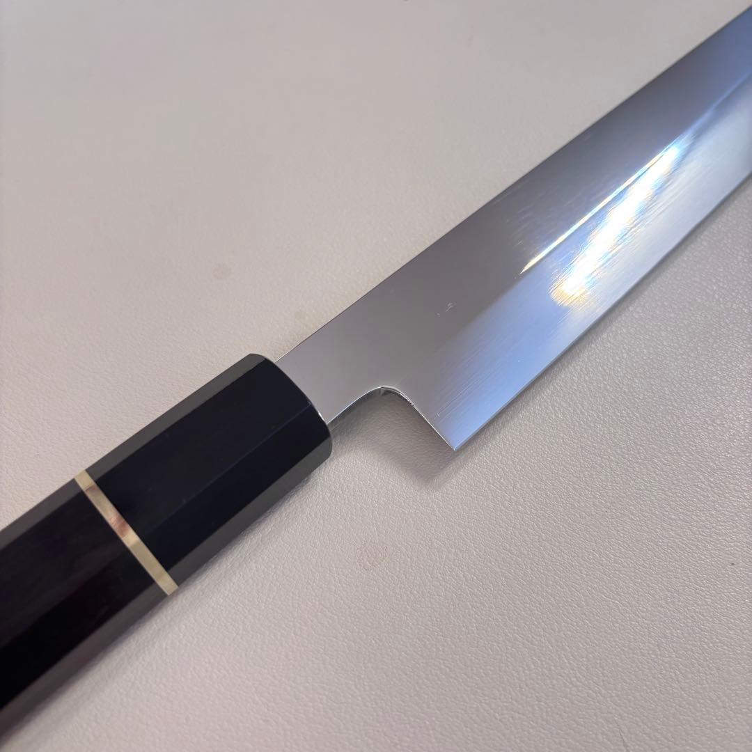 【鞘付き】 270mm柳刃包丁 鏡面　黒檀水牛八角柄 全鋼 和包丁'═