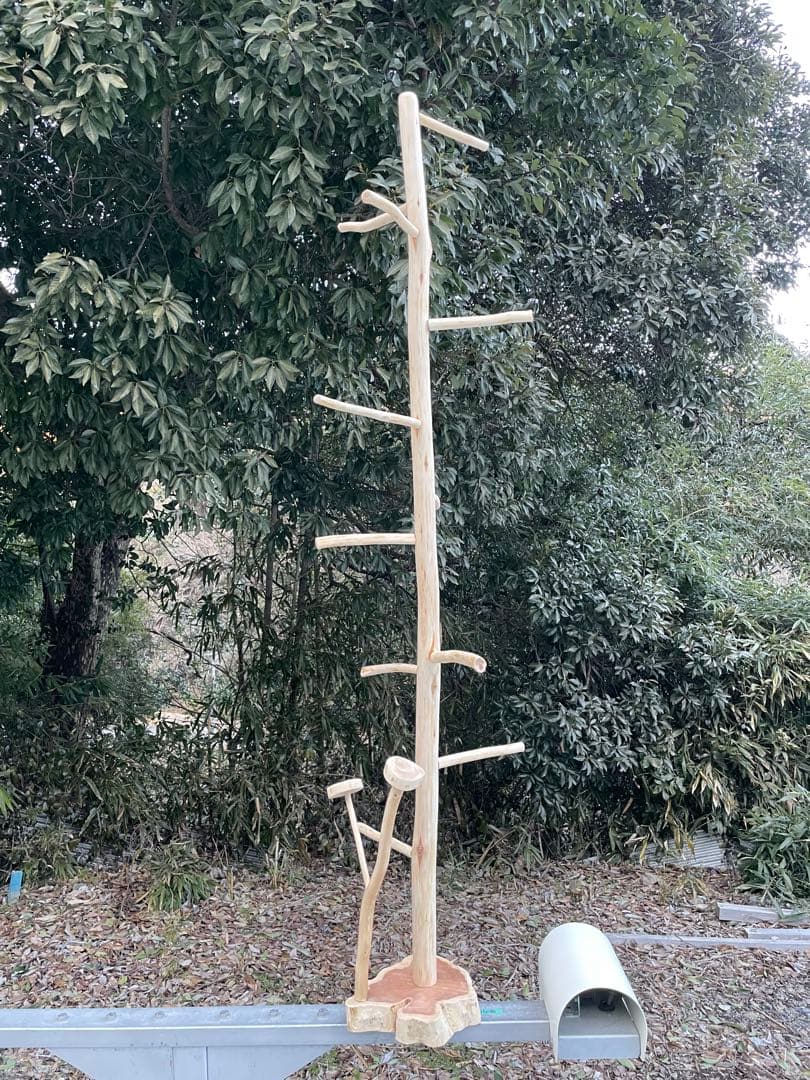 国産ヒノキ　鳥用止まり木　大型スタンド　約140センチ　小型中型インコ用