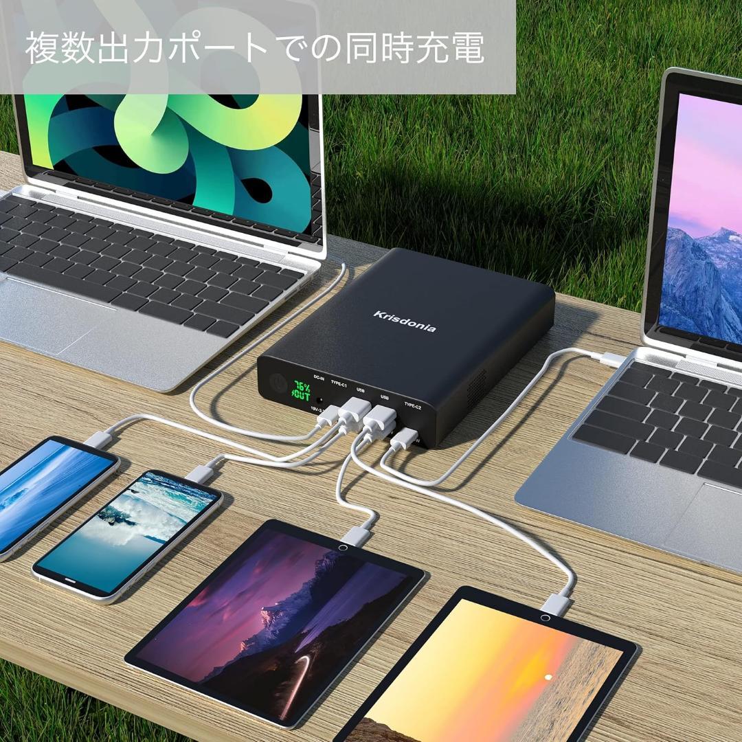 100W PD急速充電 モバイルバッテリー 64000mAh 防災 アウトドア