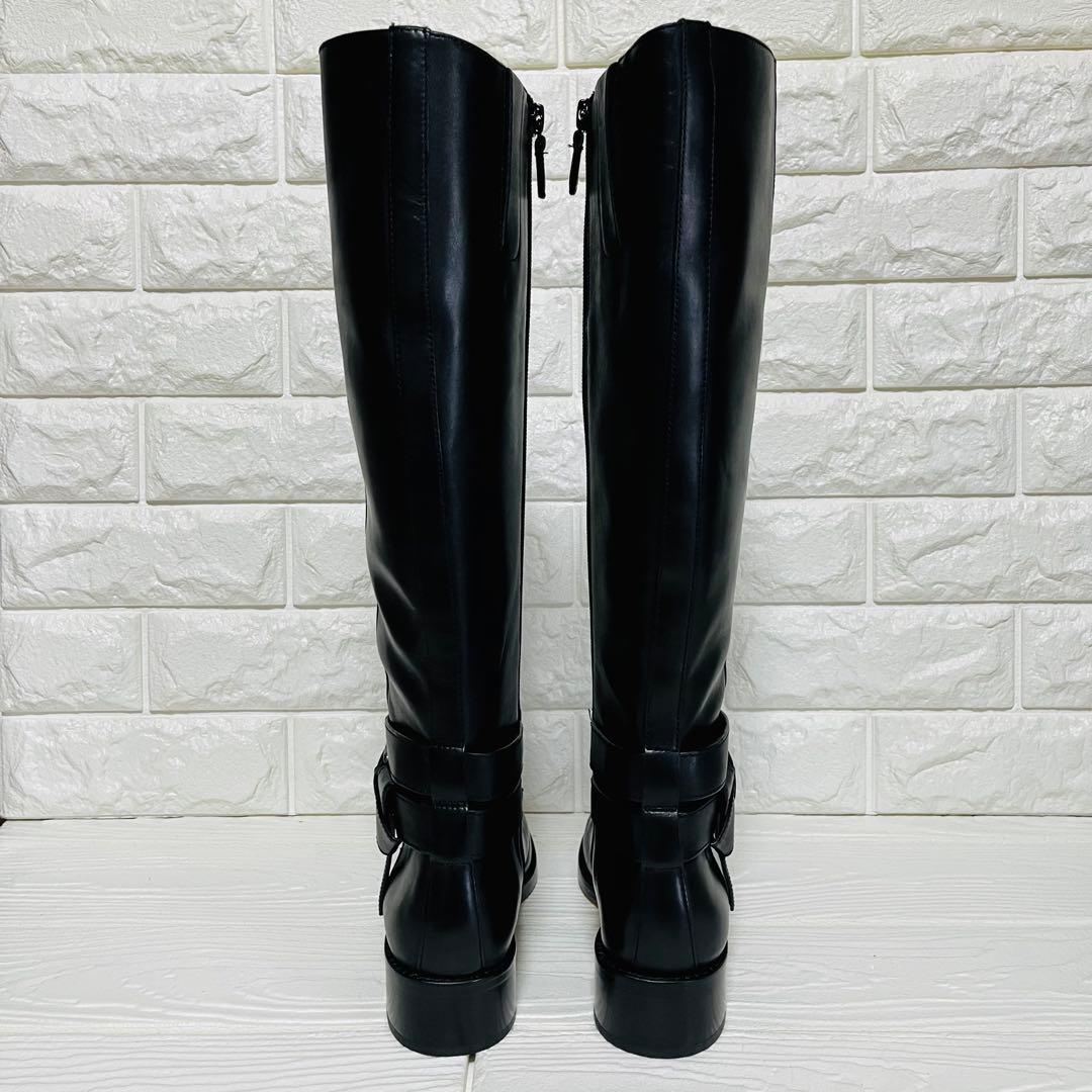【極美品】COLE HAAN 本革ロングブーツ 23cm ブラック サイドジップ