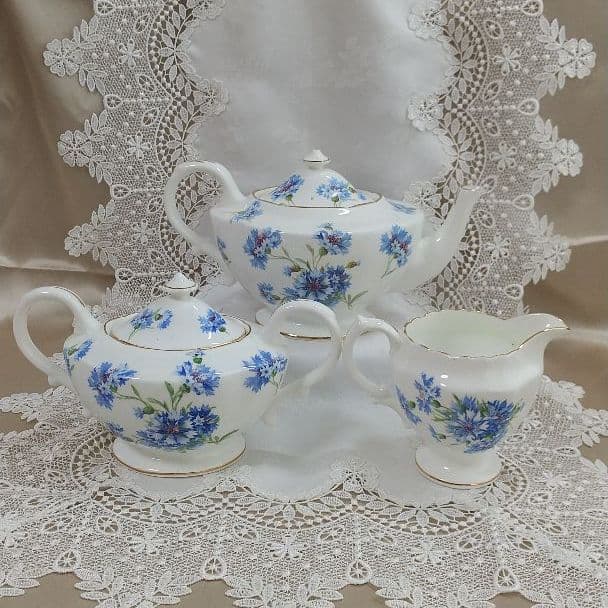 ハマースレイ ティーセット ポット シュガー クリーマー コーンフラワー 矢車草