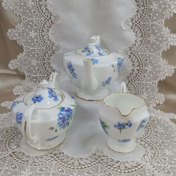 ハマースレイ ティーセット ポット シュガー クリーマー コーンフラワー 矢車草