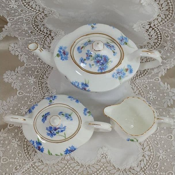 ハマースレイ ティーセット ポット シュガー クリーマー コーンフラワー 矢車草