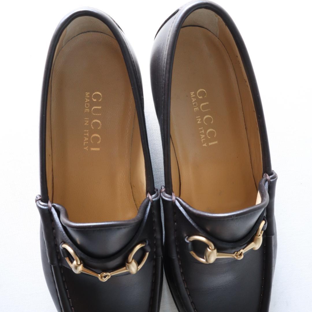 未使用GUCCIホースビットローファー36C23cmダークブラウン×ゴールド金具