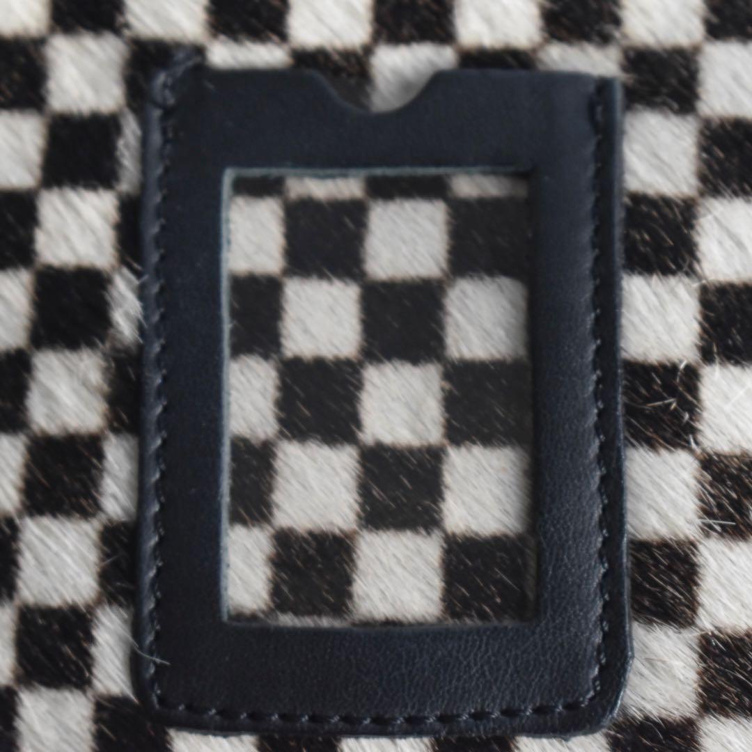 極美品フロリアンドゥニクール　腹子チェッカーフラッグ レザーブリーフ A4大容量