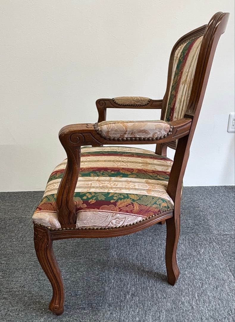 輸入家具 アンティークチェア 猫脚 クラシックスタイル 多色布張り椅子②