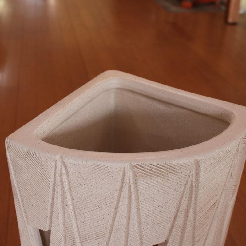 信楽焼の傘立て 扇形 白 黒 陶器製 和 焼き物 モダン 340-224