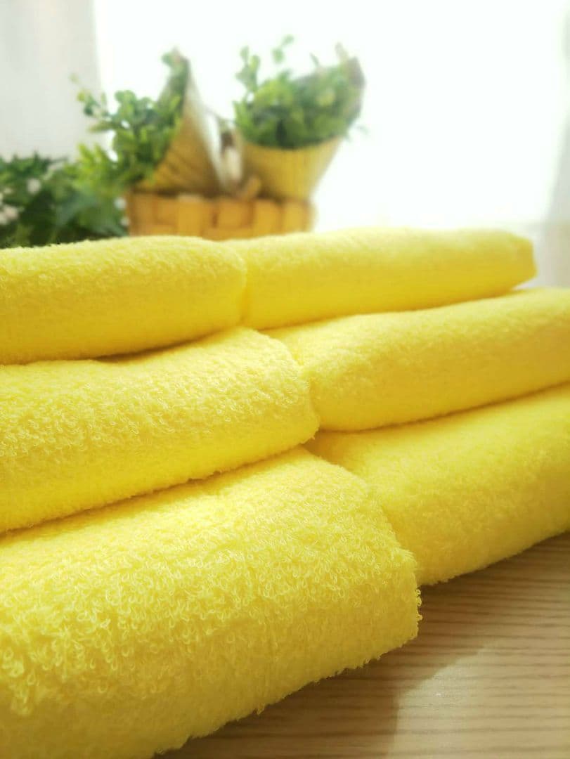 24枚組 新品泉州タオル 高級綿糸コーマコットンフェイスタオル【イエロー】