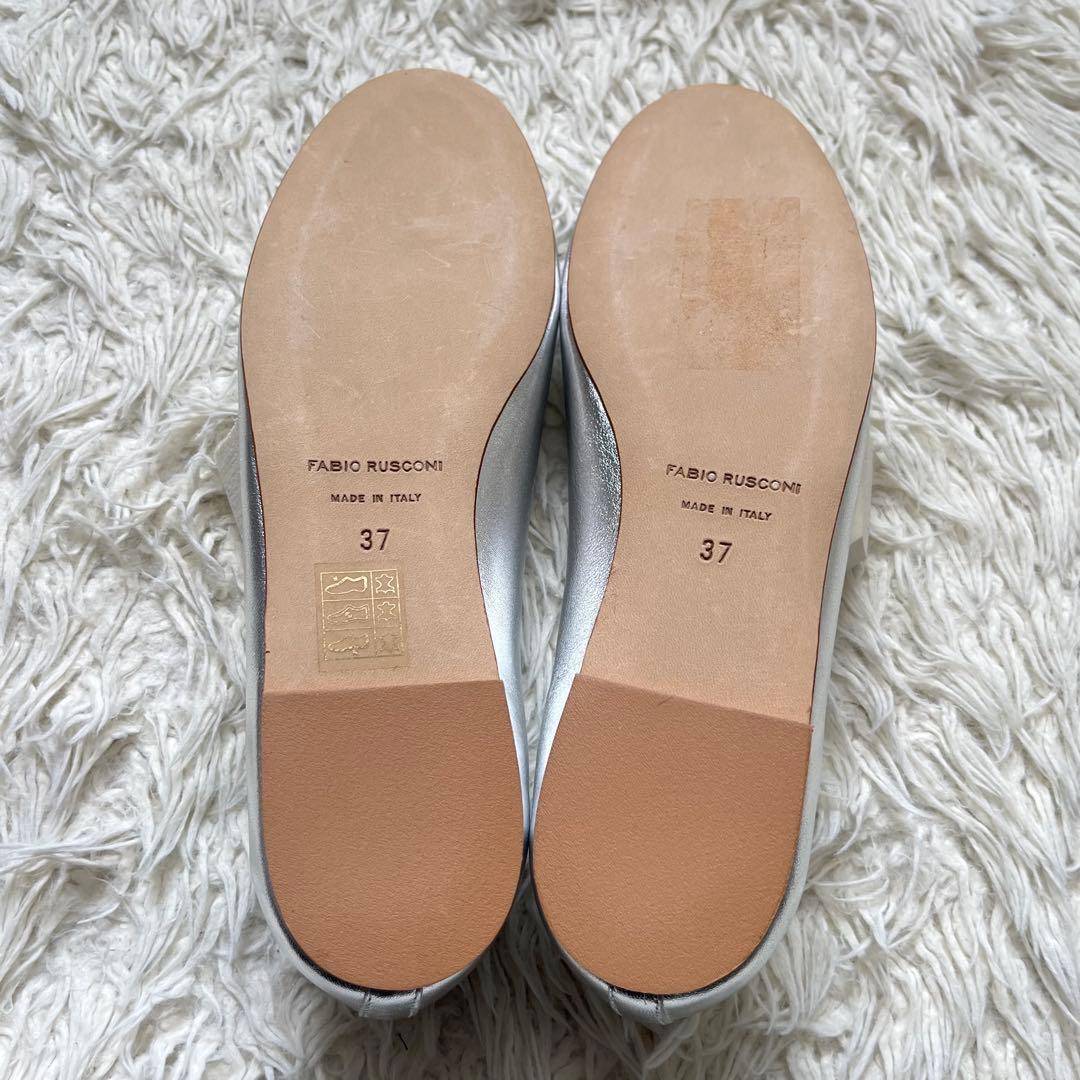 未使用級　FABIO RUSCONI パンプス レザー バレエ　37 リボン