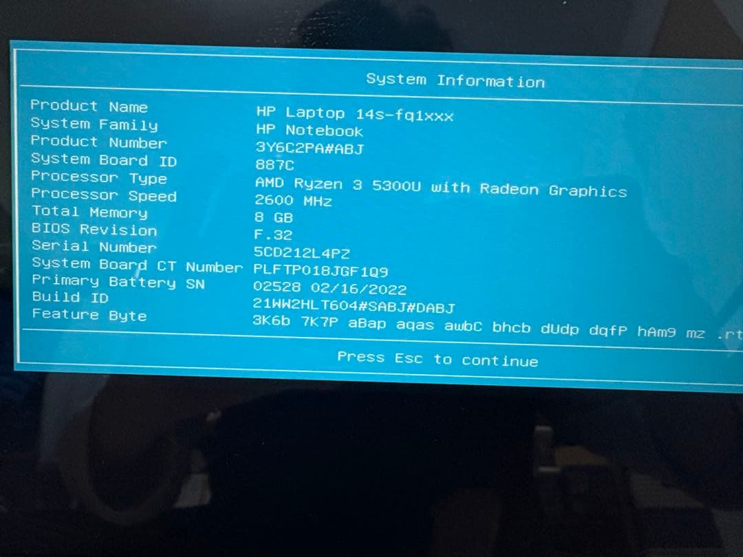 HP ノートパソコン 14s-fq ryzen3 8GB 256GB