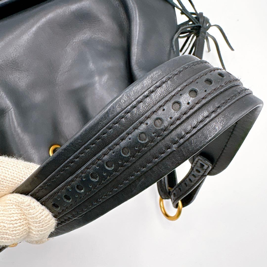 極美品✨LAUREN RALPH LAUREN 巾着バッグ タッセル ブラック