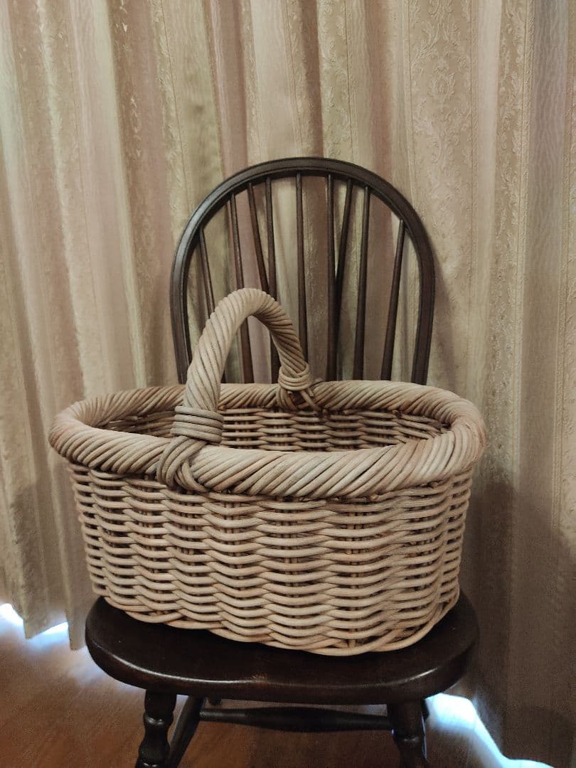 アンティーク　バスケット　キャンプ　籐　ラタン北欧　北欧雑貨　　竹