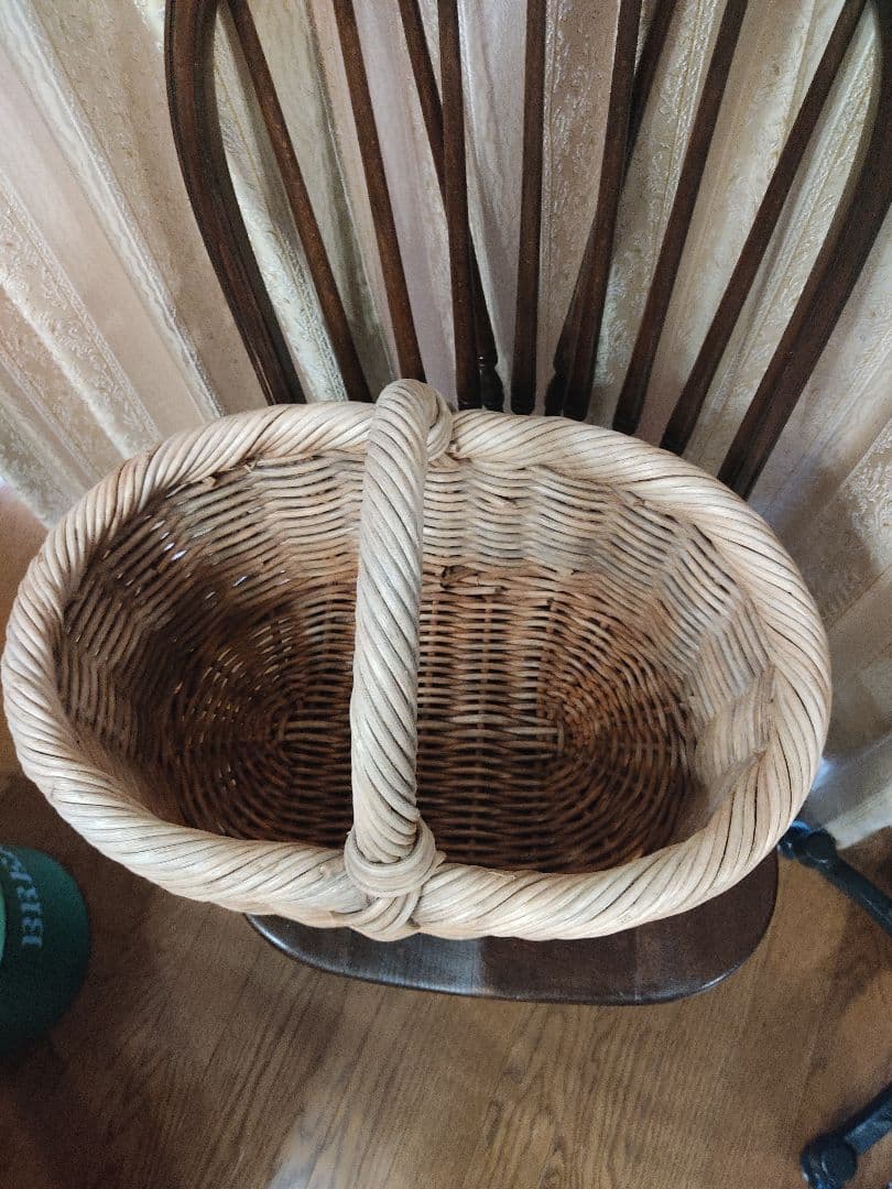 アンティーク　バスケット　キャンプ　籐　ラタン北欧　北欧雑貨　　竹