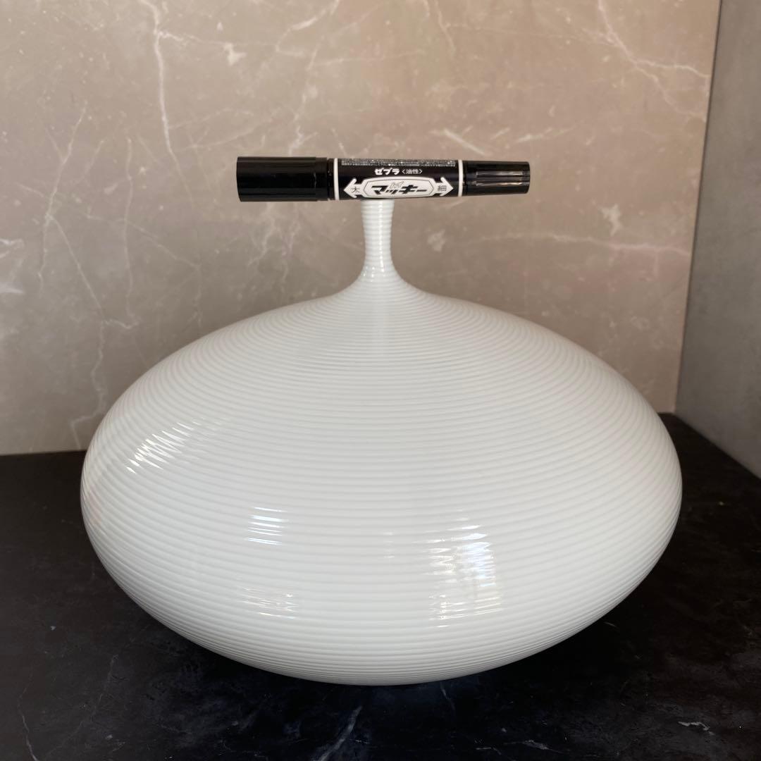 【中尾恭純】　中仙窯　白磁千段　有田焼　白磁線段壺　大　直径30センチ以上