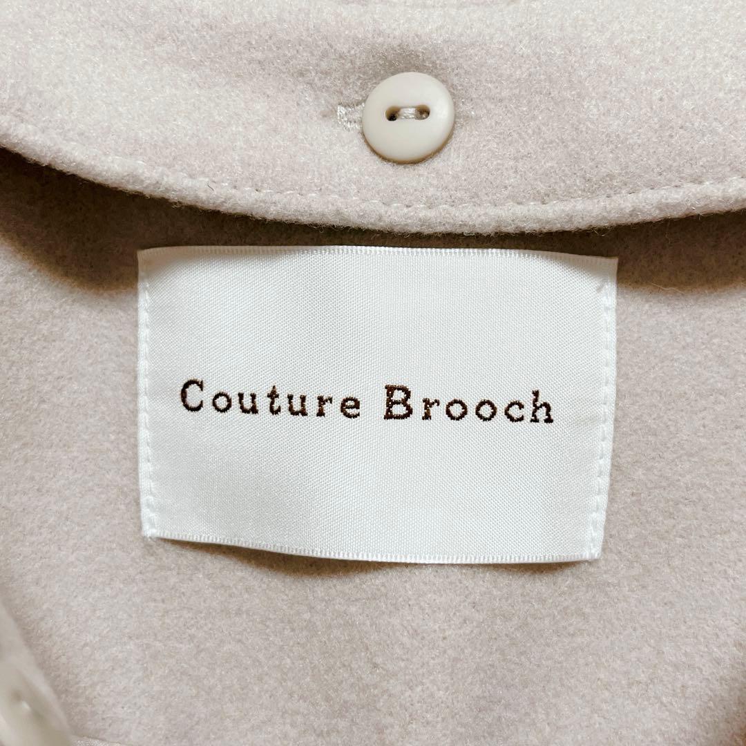 【クチュールブローチ】フードフェイクファー ハーフ丈コート/未使用品/25AW