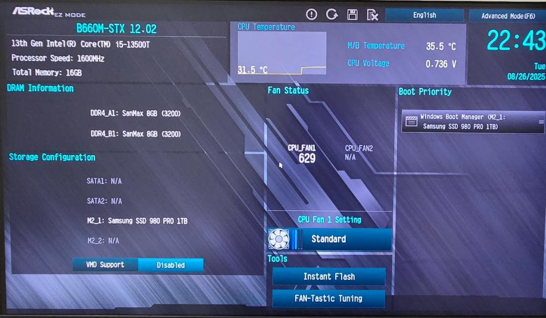 ミニPC DeskMini B660 i5-13500T/16GB/SSD1TB