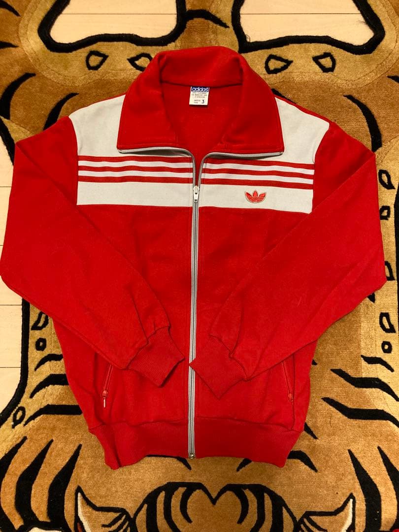 当時物未使用品デサントadidasジャージセットアップ赤✖️ベージュMサイズ