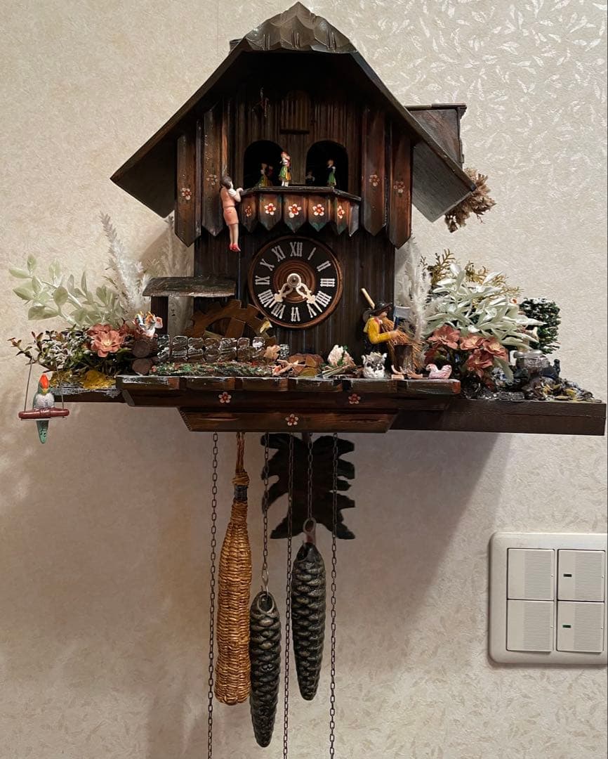 西ドイツ製　からくり鳩時計　稼働品 アンティーク 木製 ヴィンテージ　精度調整済