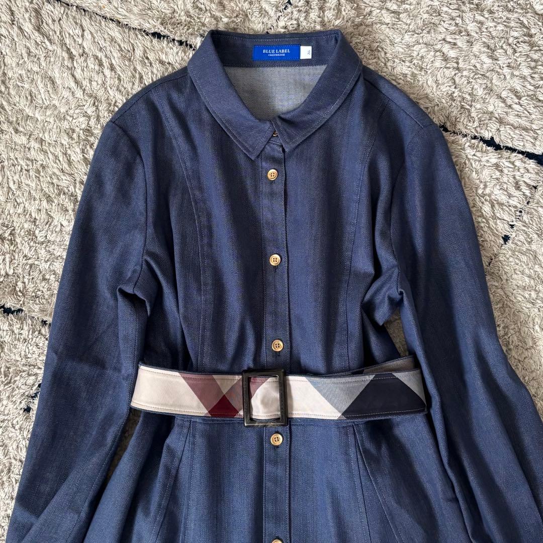 【極美品✨】ブルーレーベルクレストブリッジ　シャツワンピース　ベルト　チェック