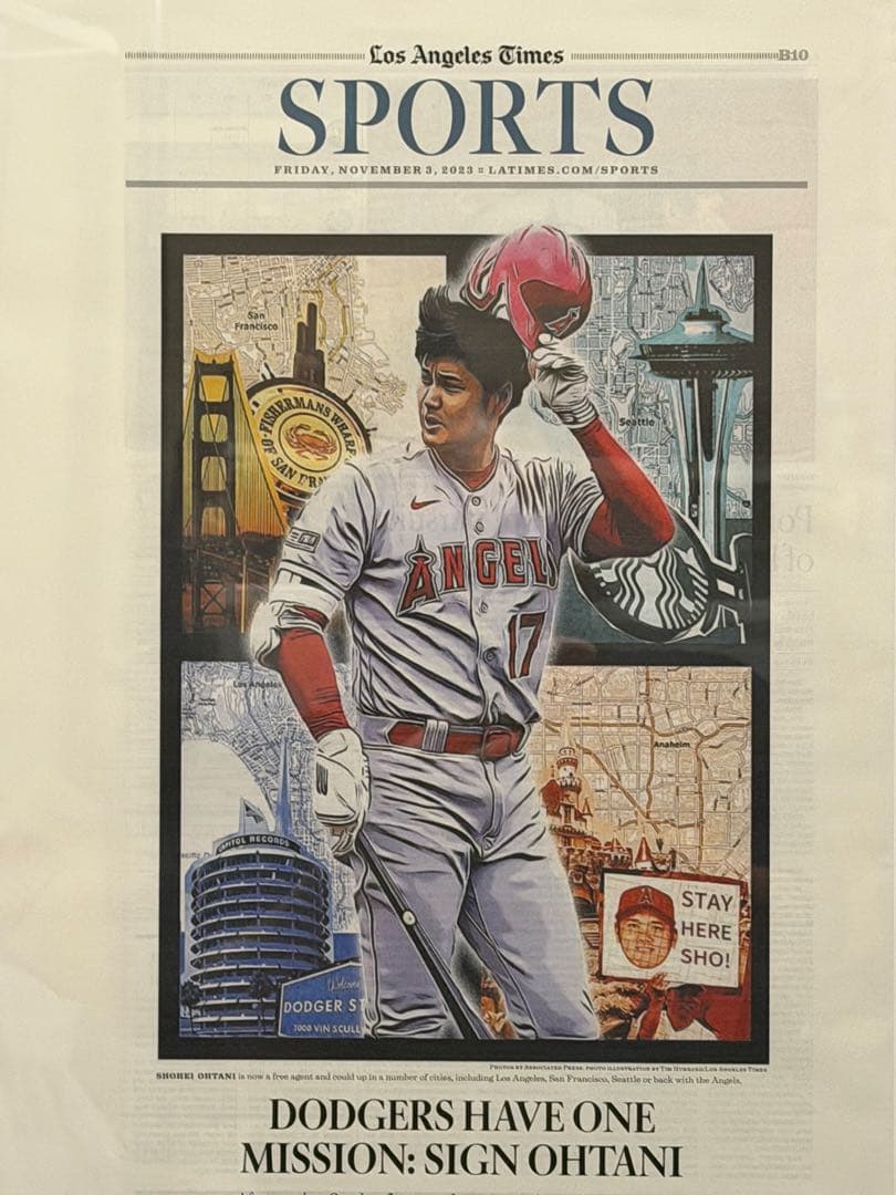 2023年11月3日付　ロサンゼルスタイムズ 【エンゼルス 大谷翔平 特集号】
