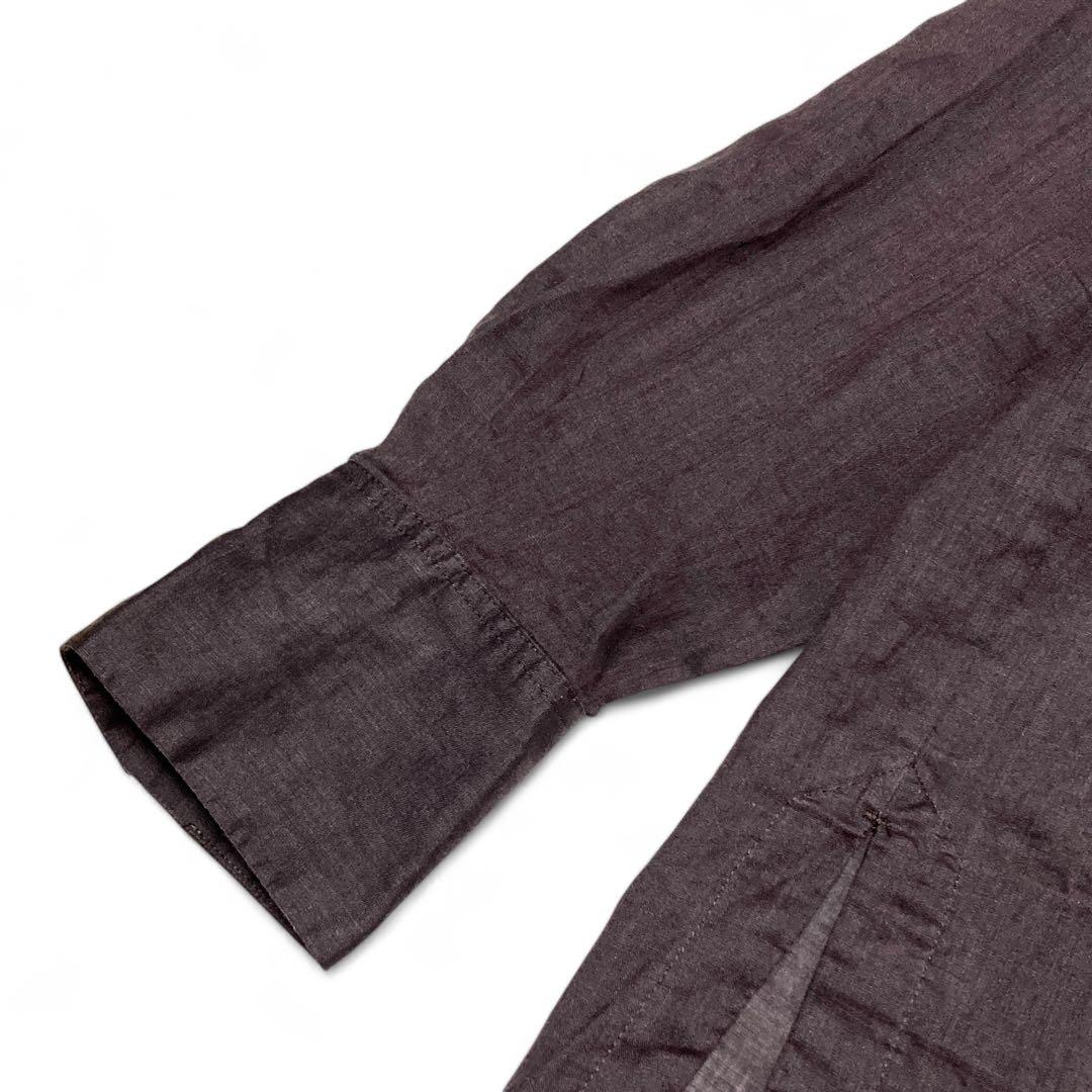 【美品】CHAOS リガーラミーバンドカラーシャツ リネン100% ブラウン