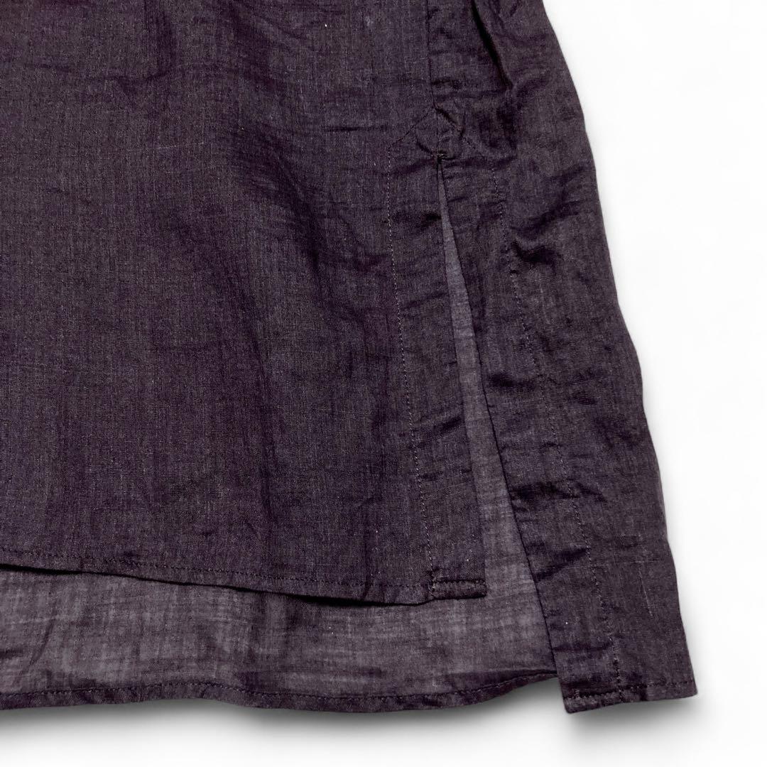 【美品】CHAOS リガーラミーバンドカラーシャツ リネン100% ブラウン