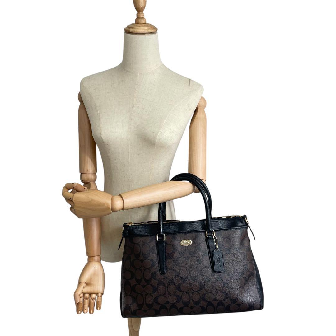 極美品✨A4可 コーチ 2way トート ショルダーバッグ PVC×レザー