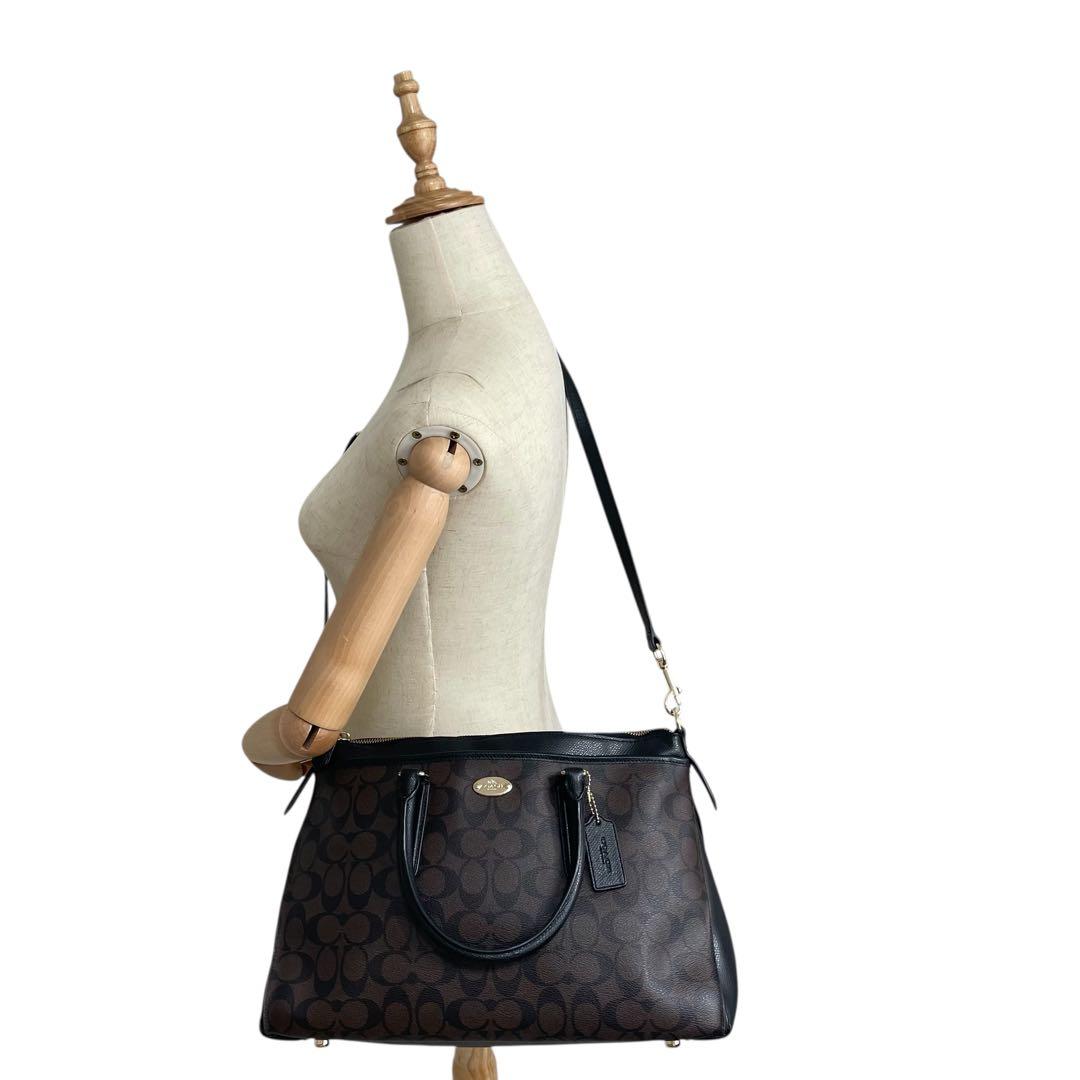 極美品✨A4可 コーチ 2way トート ショルダーバッグ PVC×レザー