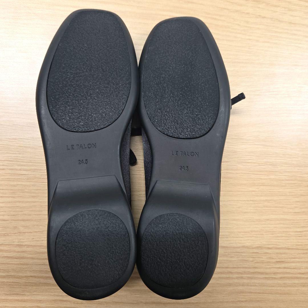 1度のみ着用【ルタロン　Lダブルリボンバレリーナ】ブラック24.5cm