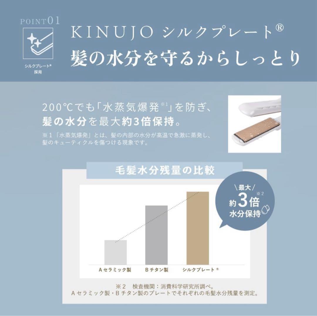 KINUJO絹女　ストレートアイロン LM225　髪が傷まない シルクプレート