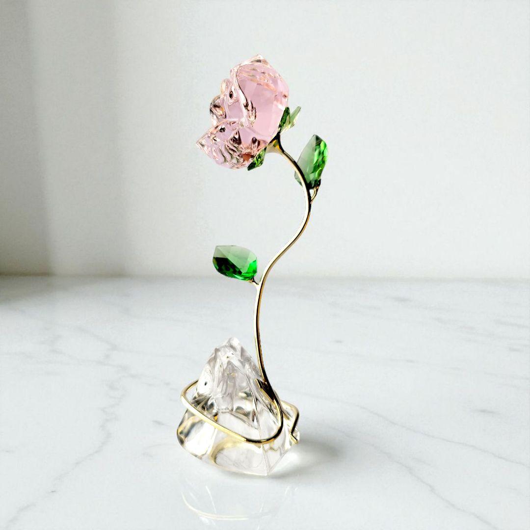 【極美品・現行品】スワロフスキー　フラワー　ローズ　オブジェ　箱付