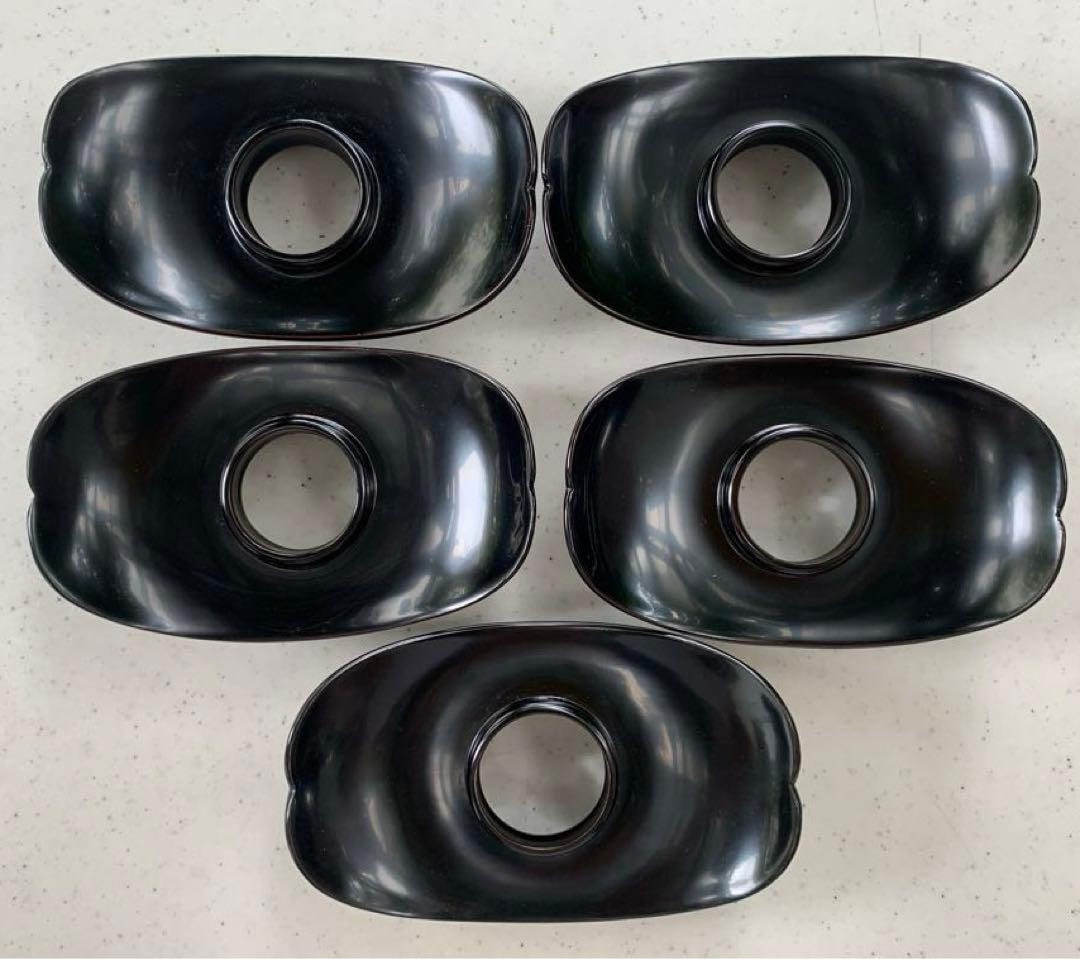 希少　伝統工芸品　輪島塗　高級　高台茶托 5客　黒　無地　珍品