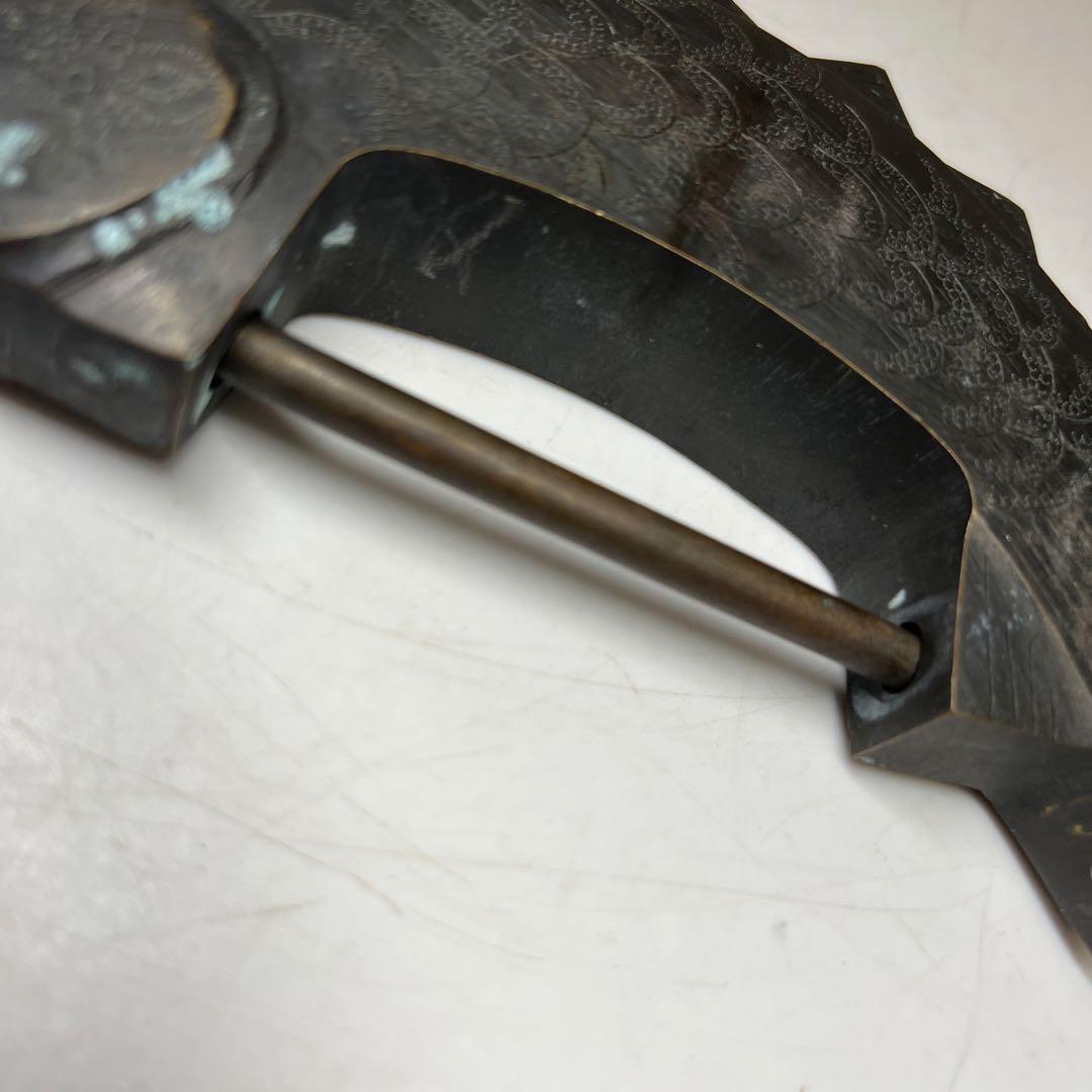 李朝　銅製魚の鍵　615g 東Y8-0203②タカサ