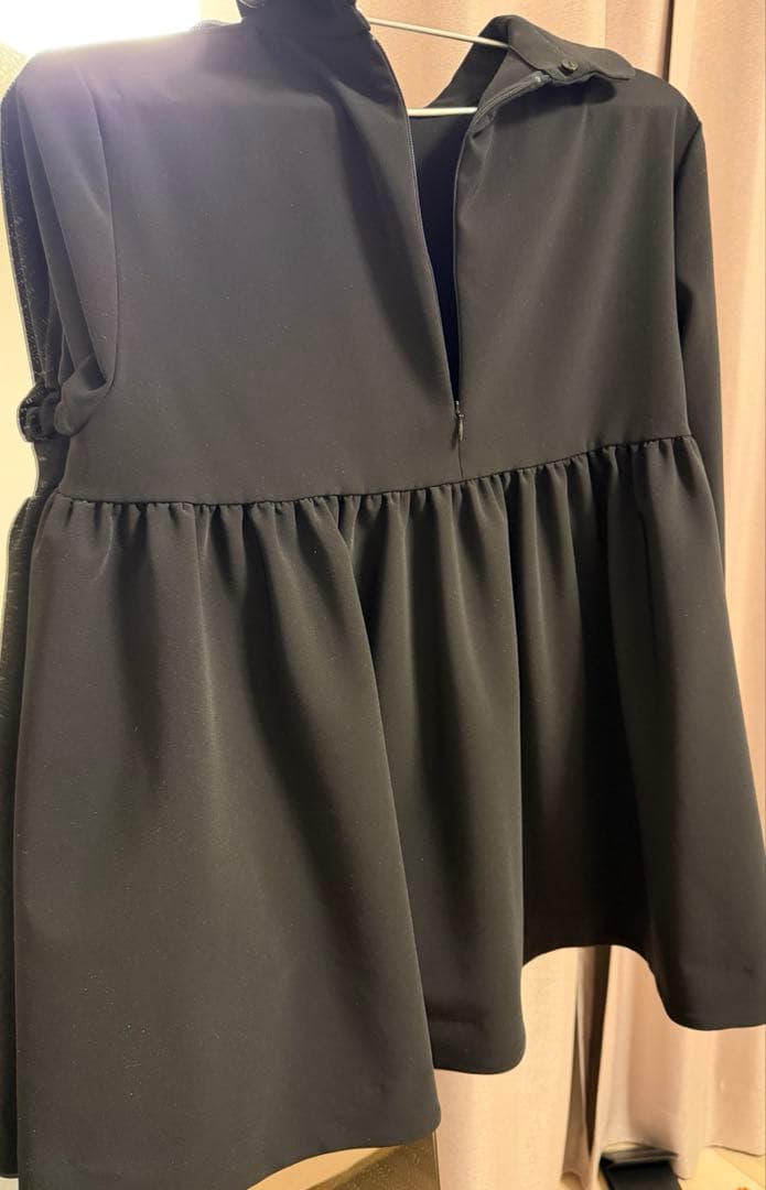 yori ブラック サイドギャザーセレモニーブラウス 38