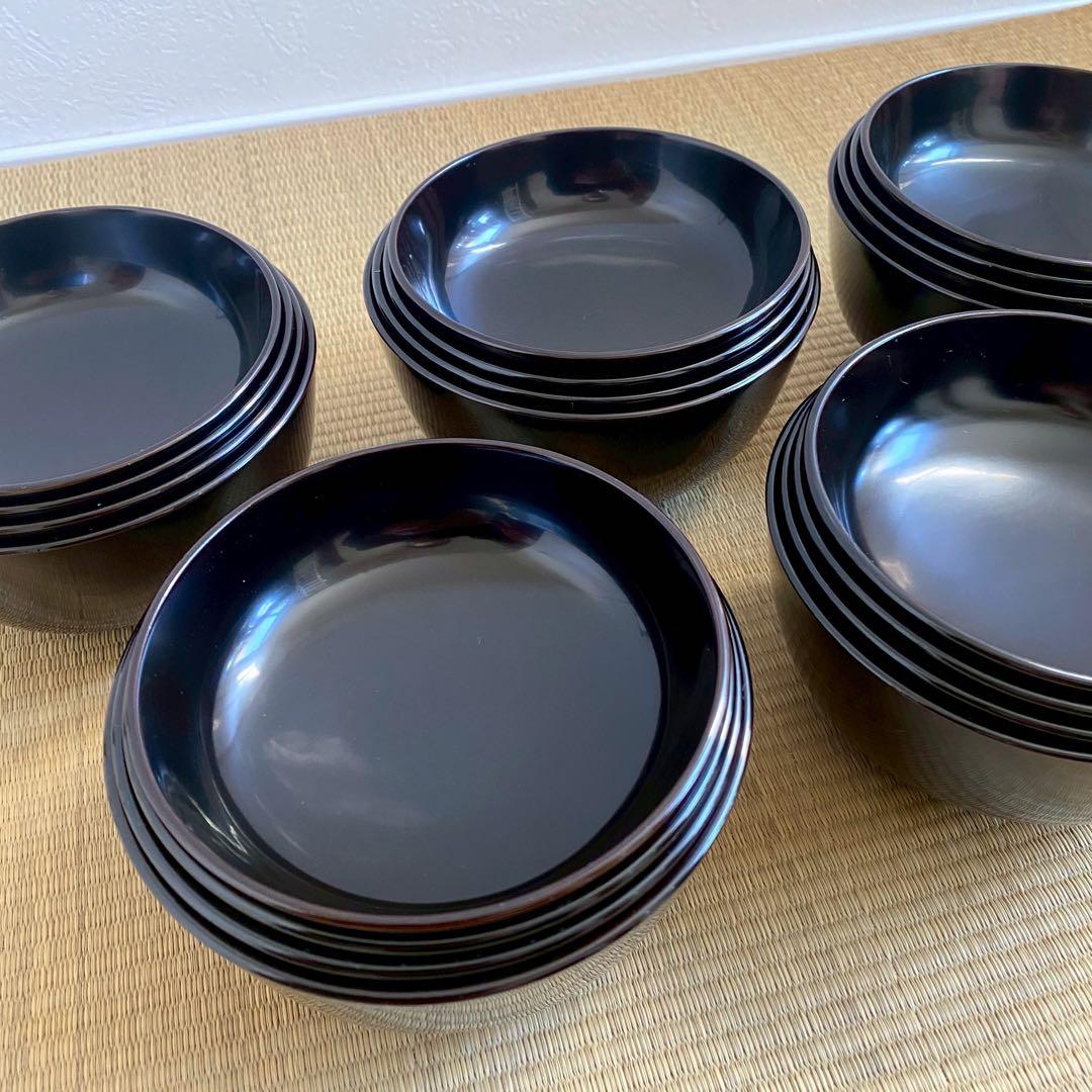 輪島塗 布着【四つ椀 5客組】小丸椀 入れ子 天然木 漆塗 黒真塗 懐石 茶道具