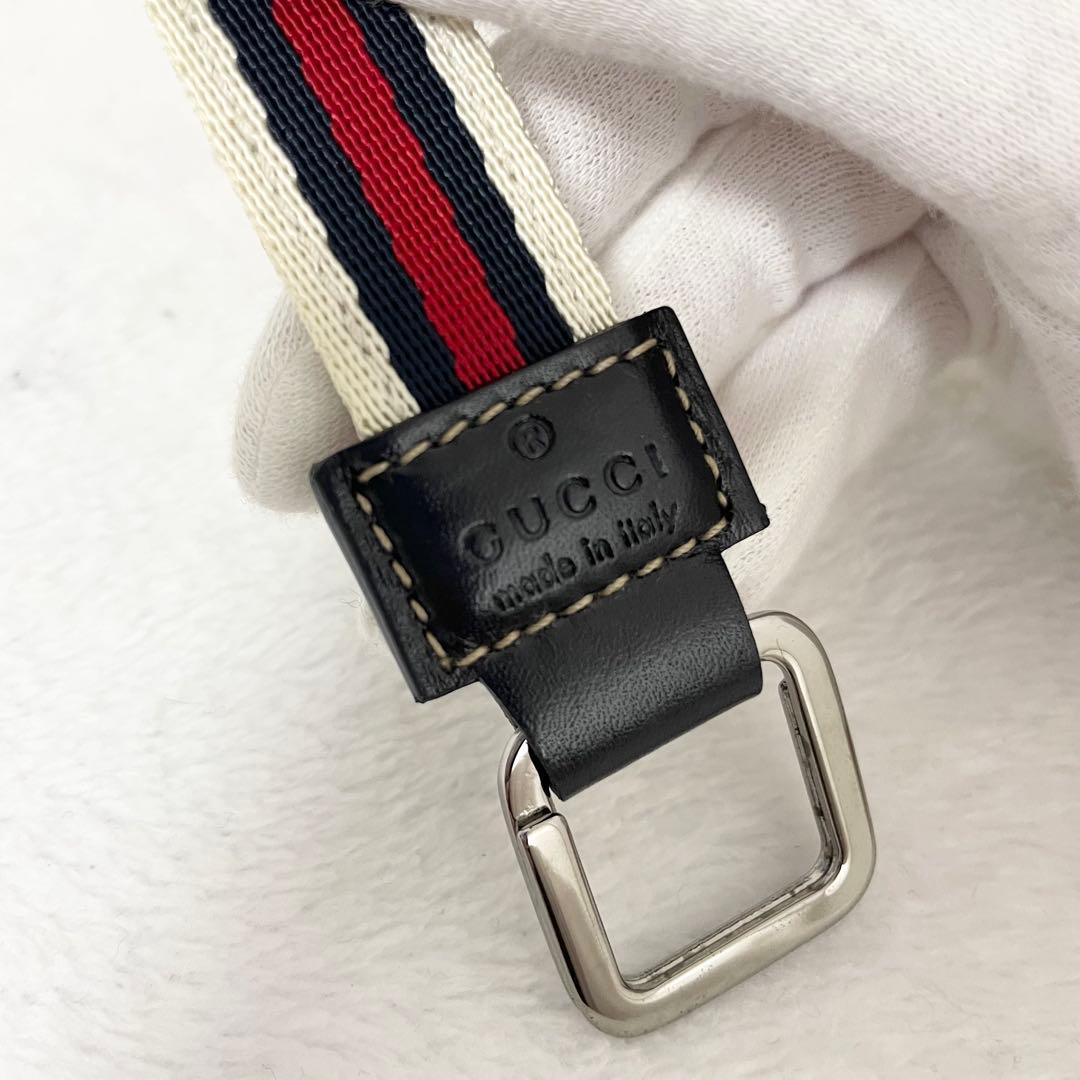 GUCCI グッチ　キーホルダー　キーリング　シェリーライン　キャンバス　本革